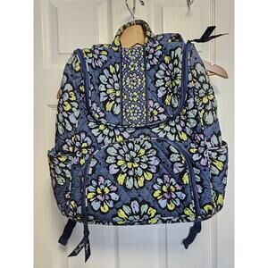 Vera Bradley Blue Floral Backpack Indigo Pop Medium Quilted